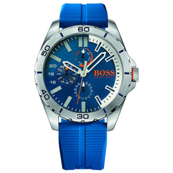 Hugo Boss Montre En Caoutchouc Bleu Orange 1513291 Pour Homme